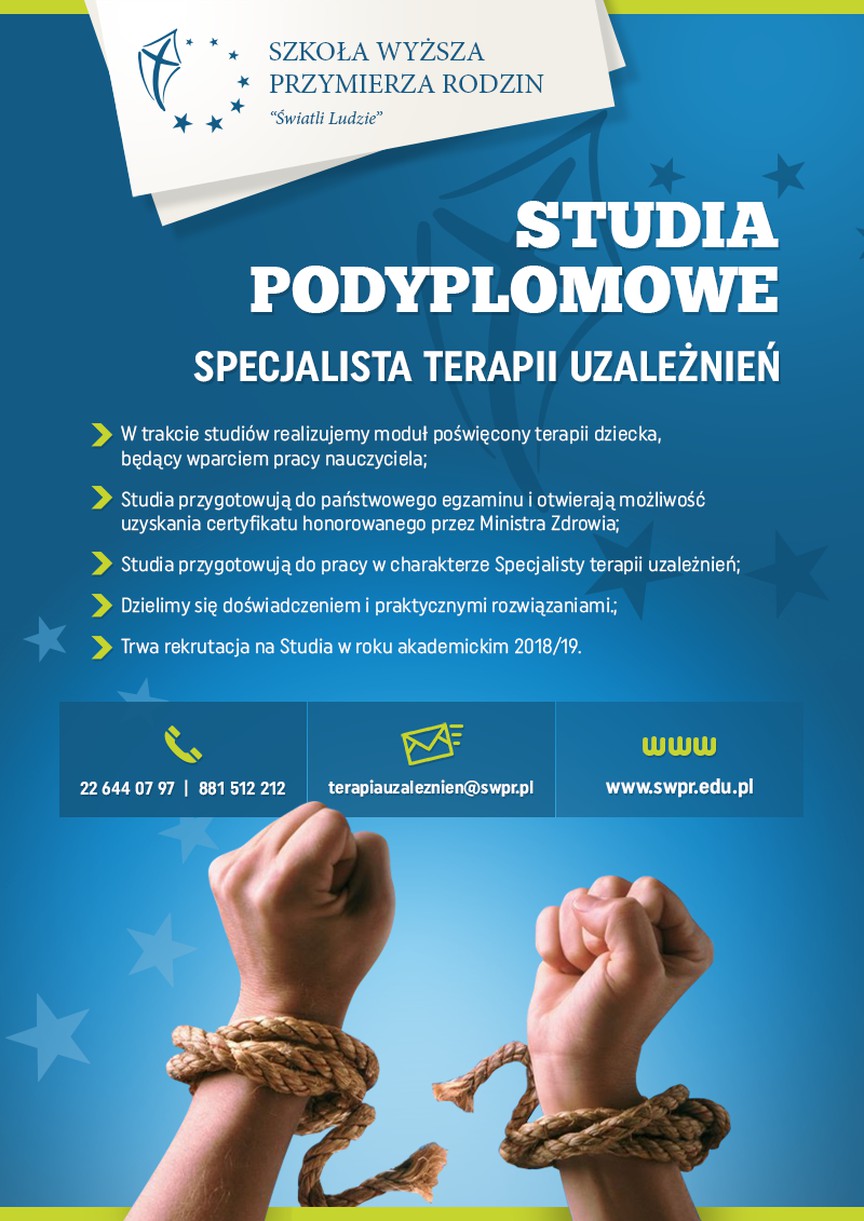 Studia Podyplomowe - Specjalista Psychoterapii uzależnień